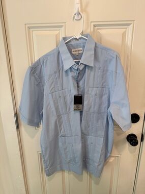 Light Blue Short Sleeve Guayabera Shirt